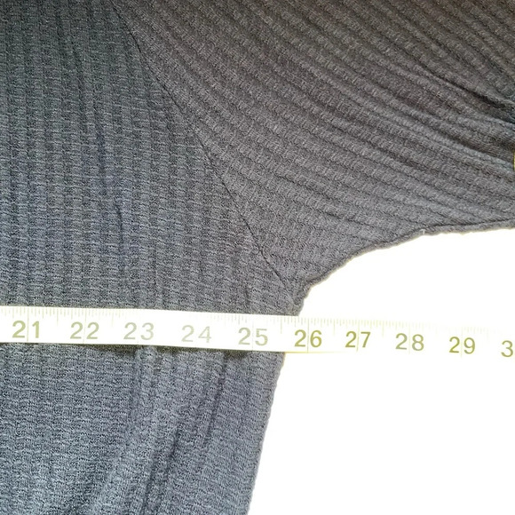 Chaser Solid Black Tie Hem Dolman Sleeve Waffle Knit Relaxed Top Medium Women’s - Picture 7 of 10